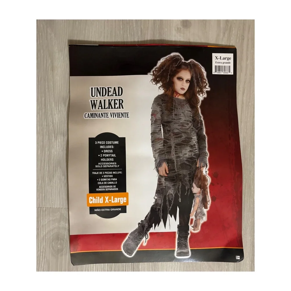 Undead Walker Costume Girls X Large 14-16 Zombie Dress Halloween Outfit